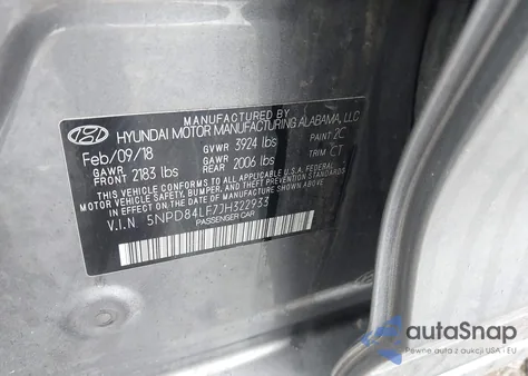 2018 Hyundai Elantra Value Edition z USA, uszkodzony, nr VIN 5NPD84LF7JH322933